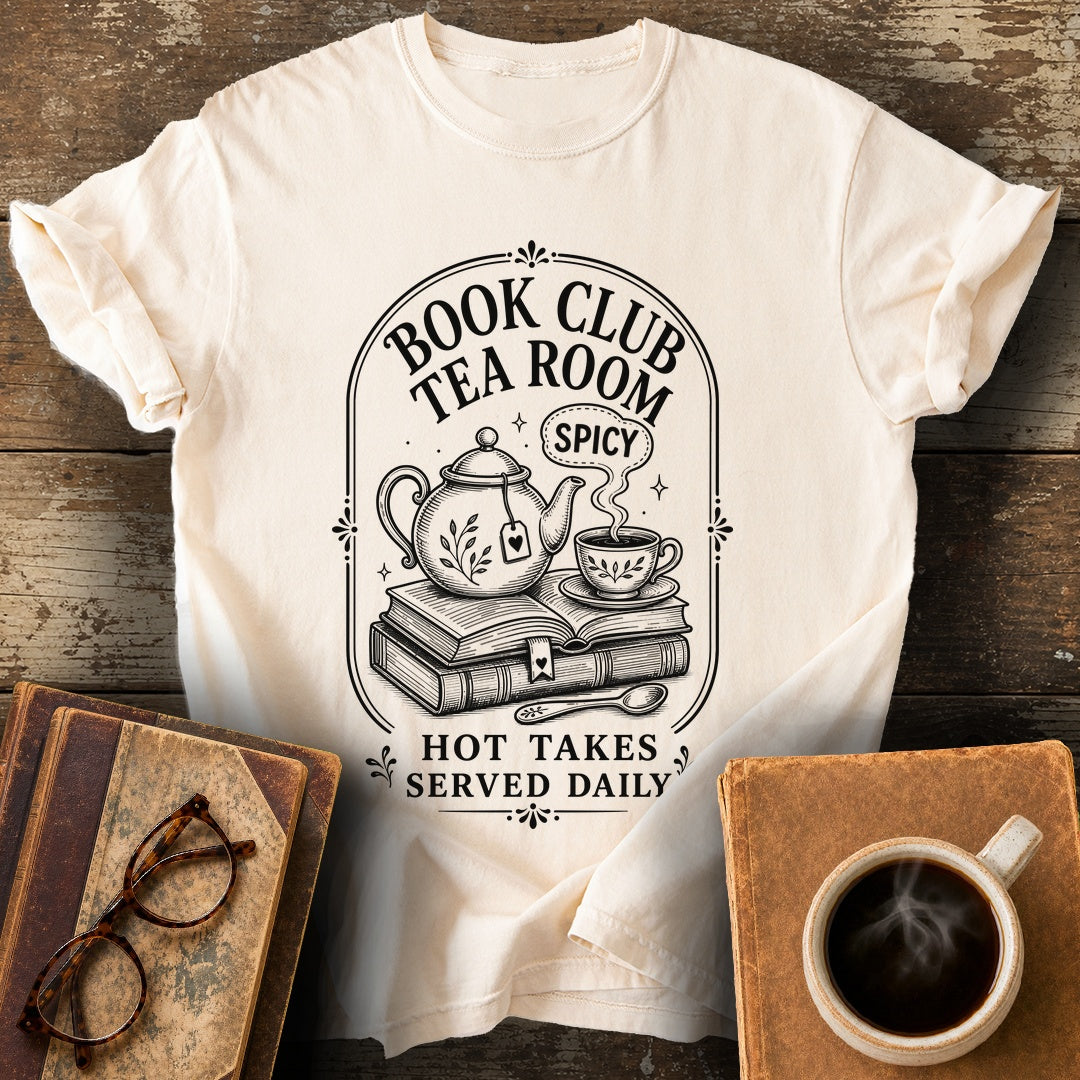 Book Club Tea Room Tee - ivory shirt mockup
