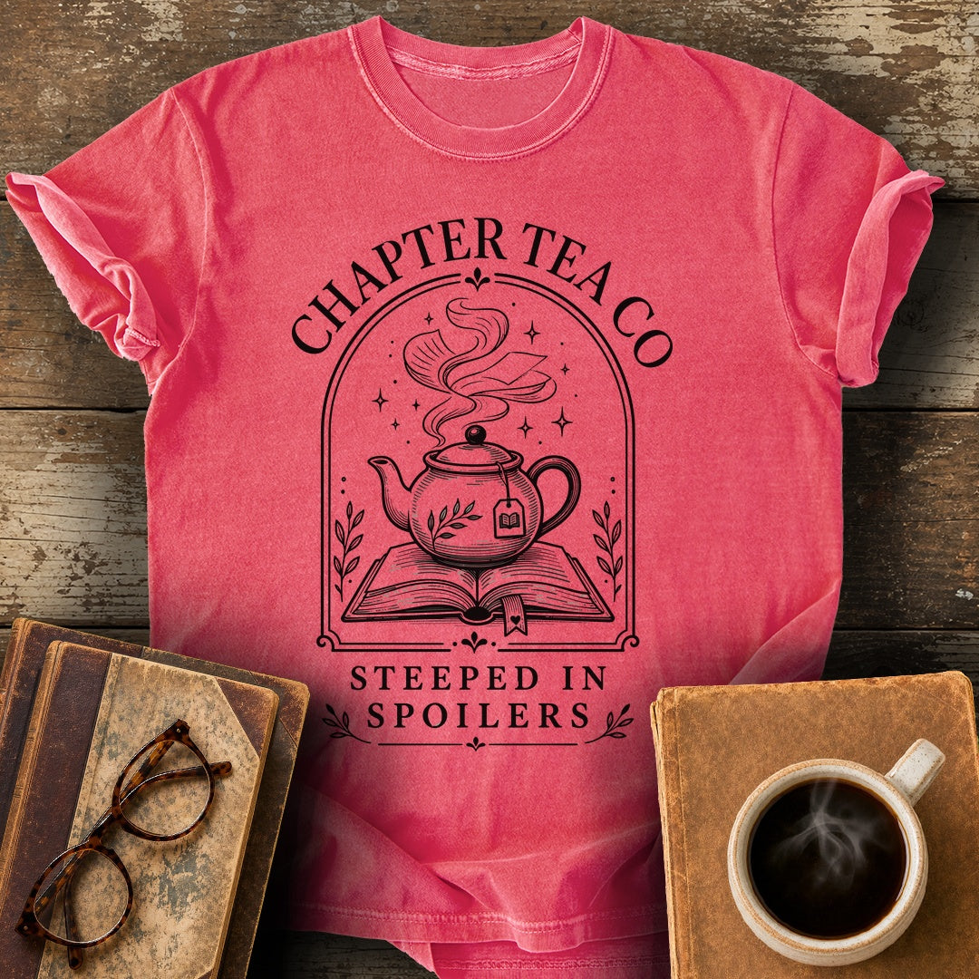 Chapter Tea Co Steeped in Spoilers Tee - watermelon shirt mockup
