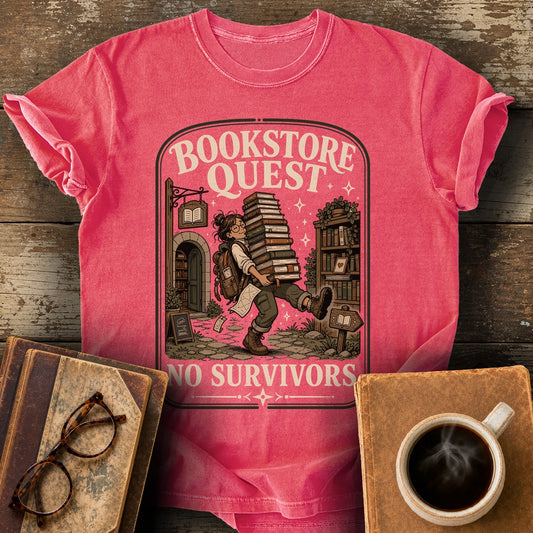 Bookstore Quest No Survivors Tee - watermelon shirt mockup