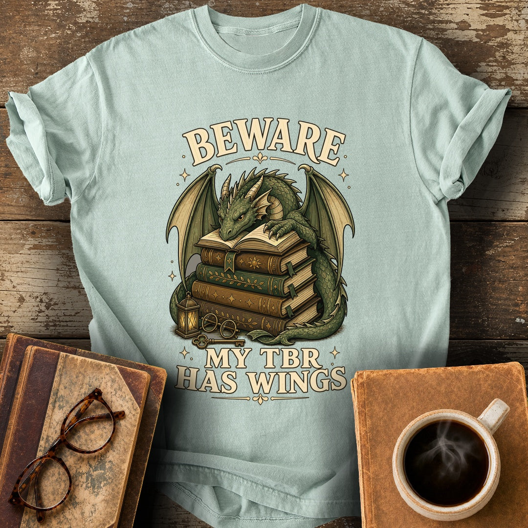 Beware My TBR Has Wings Tee - bay shirt mockup