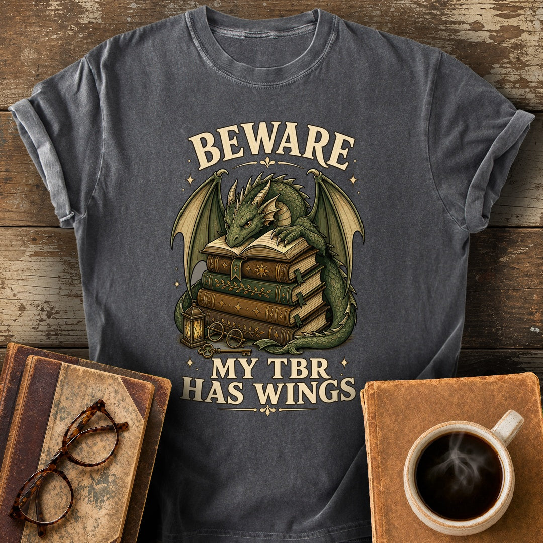 Beware My TBR Has Wings Tee - pepper shirt mockup