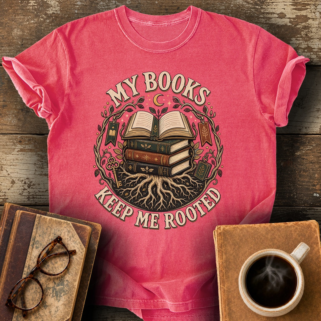 My Books Keep Me Rooted Tee - watermelon shirt mockup