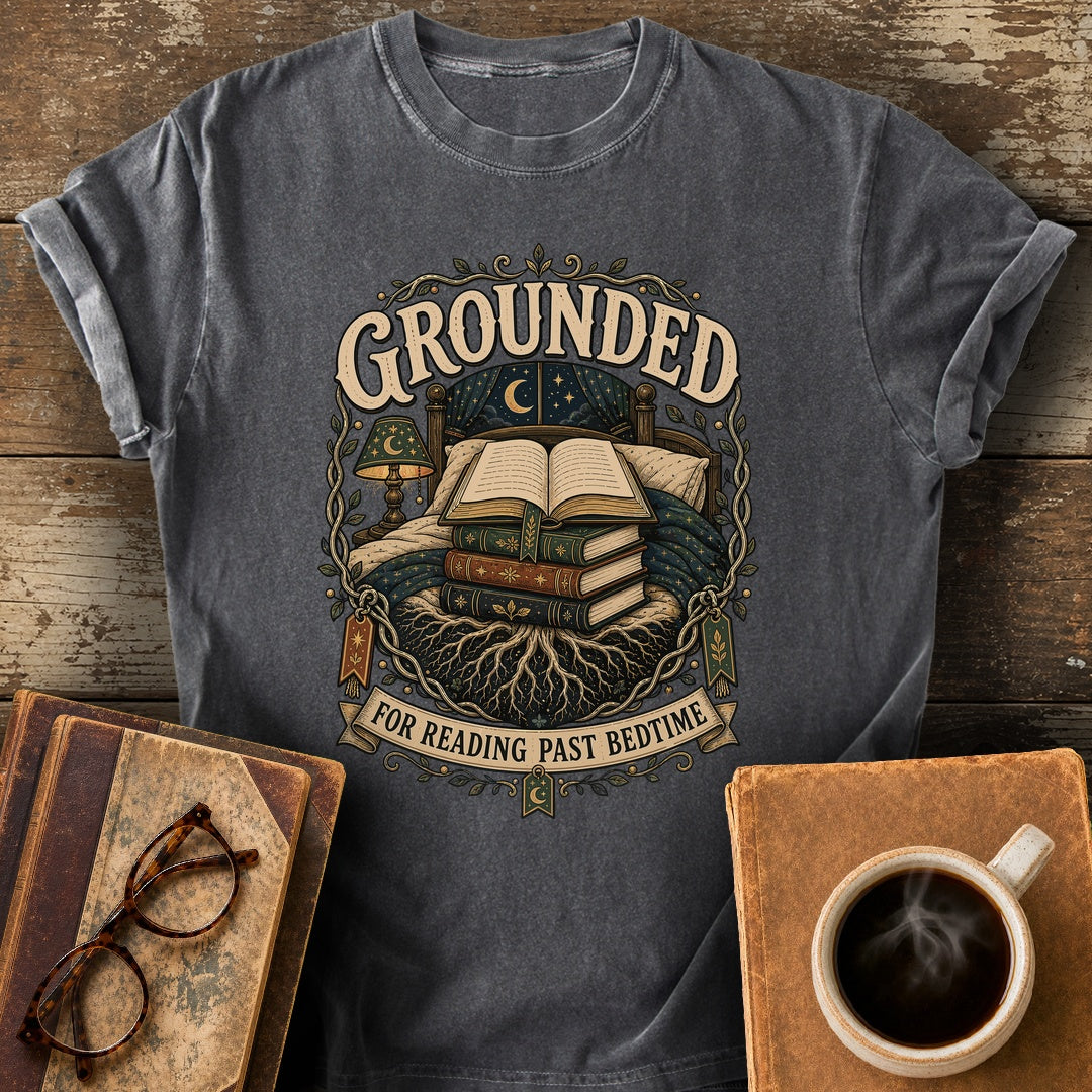 Grounded for Reading Past Bedtime Tee - pepper shirt mockup