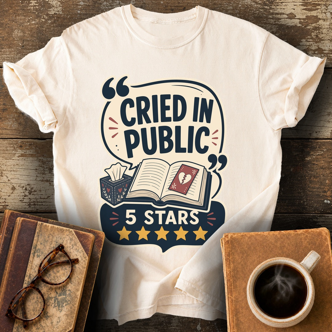 Cried in Public Five Stars Tee - ivory shirt mockup
