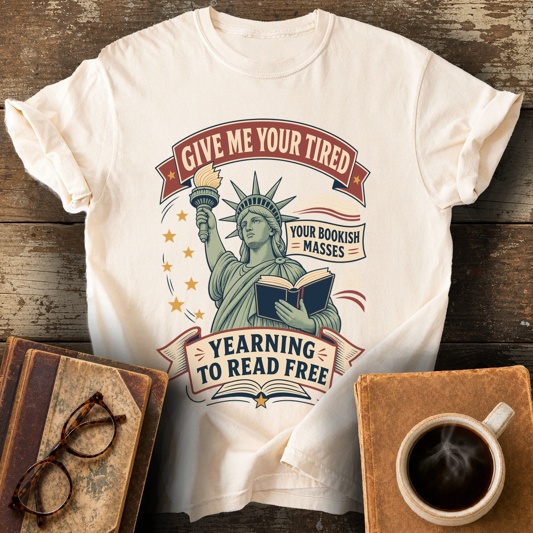 Your Bookish Masses Yearning to Read Free Tee - ivory shirt mockup