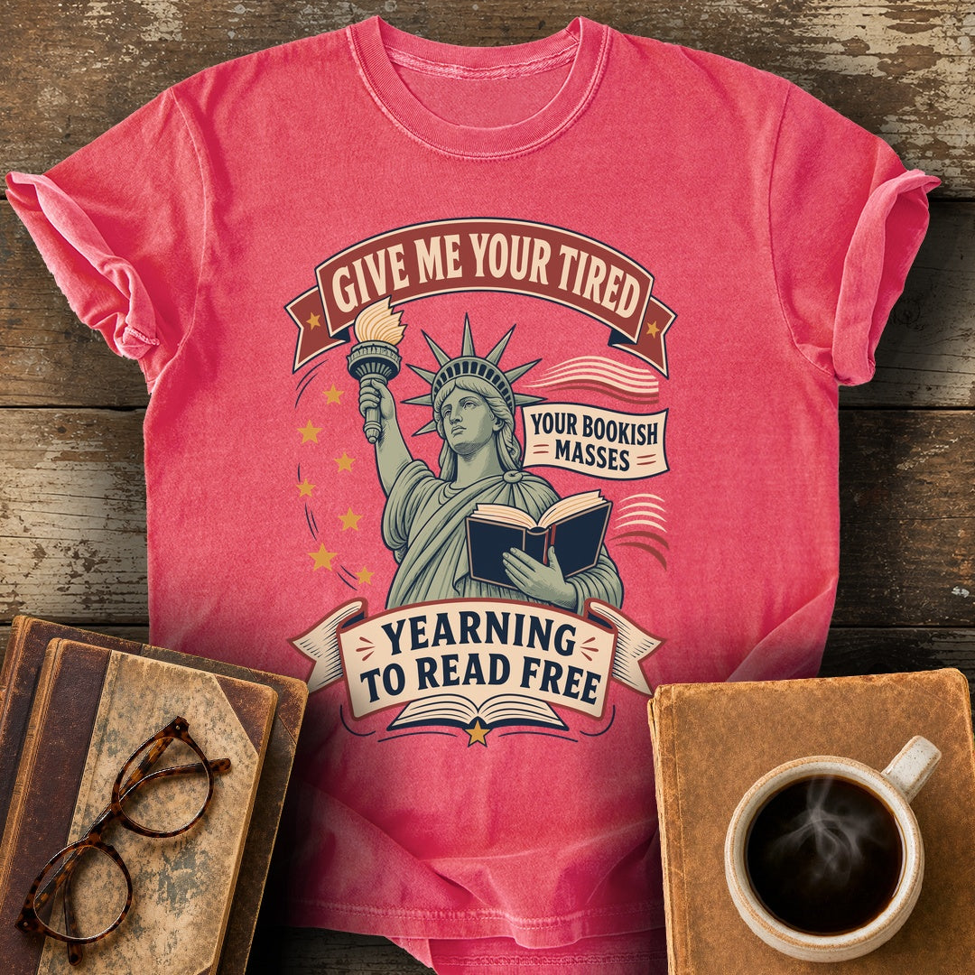 Your Bookish Masses Yearning to Read Free Tee - watermelon shirt mockup