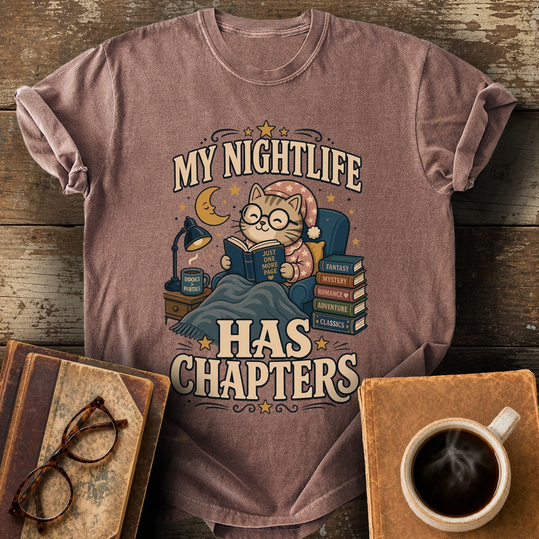 My Nightlife Has Chapters Tee - espresso shirt mockup