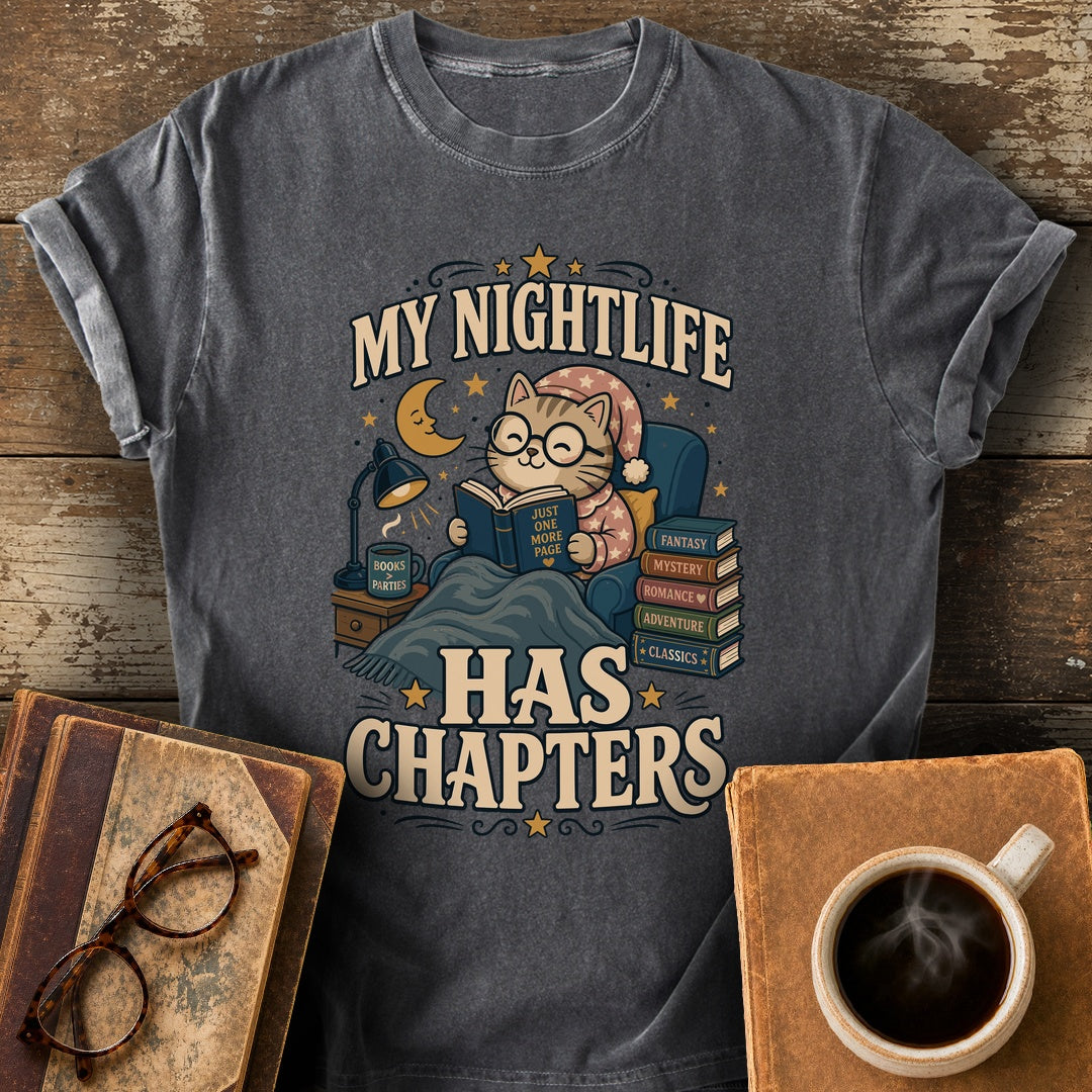My Nightlife Has Chapters Tee - pepper shirt mockup