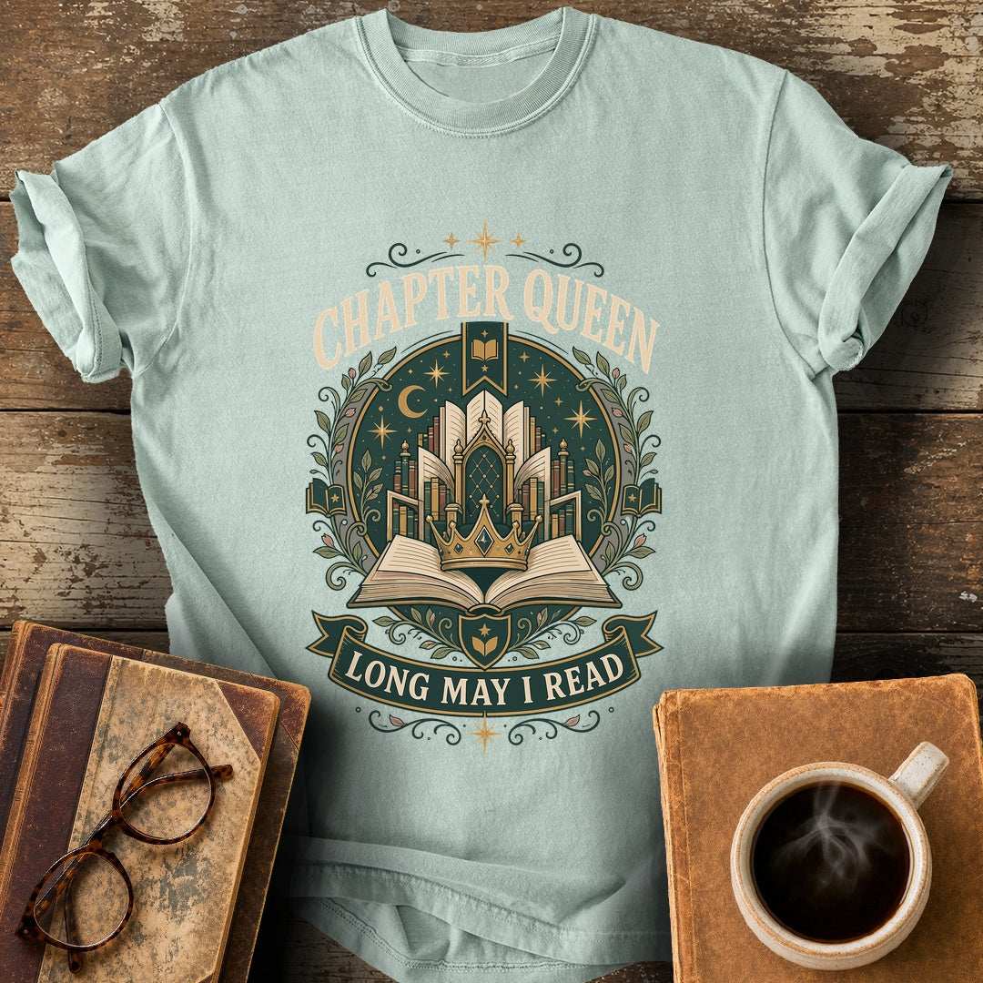 Chapter Queen Long May I Read Tee - bay shirt mockup