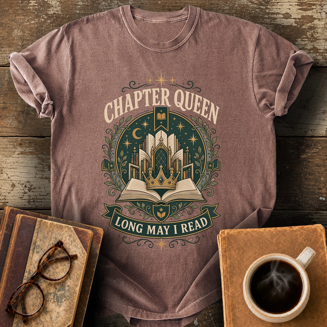 Chapter Queen Long May I Read Tee - espresso shirt mockup