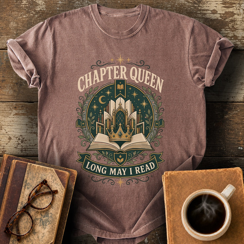 Chapter Queen Long May I Read Tee - espresso shirt mockup