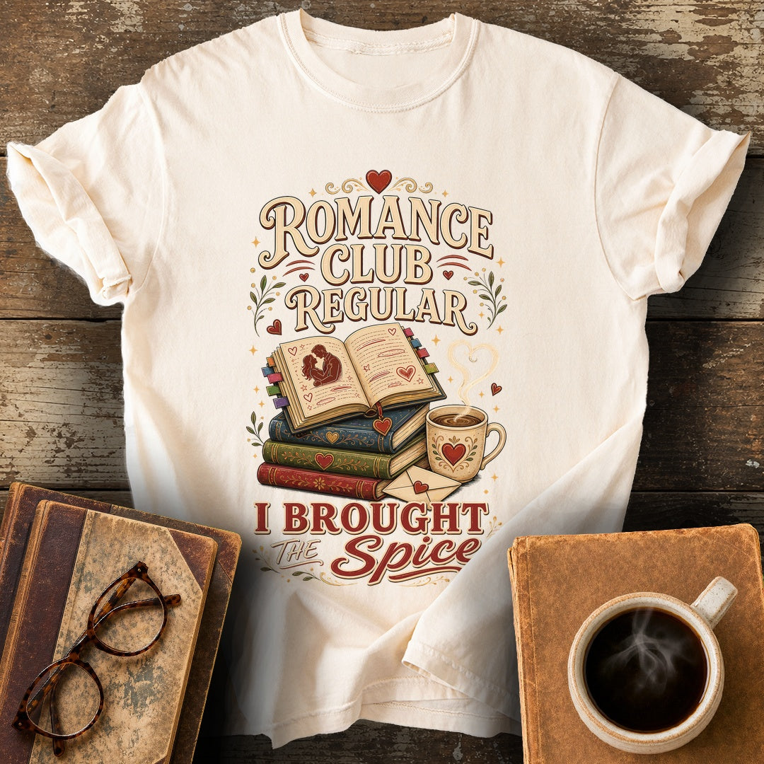 Romance Club Regular I Brought the Spice Tee - ivory shirt mockup