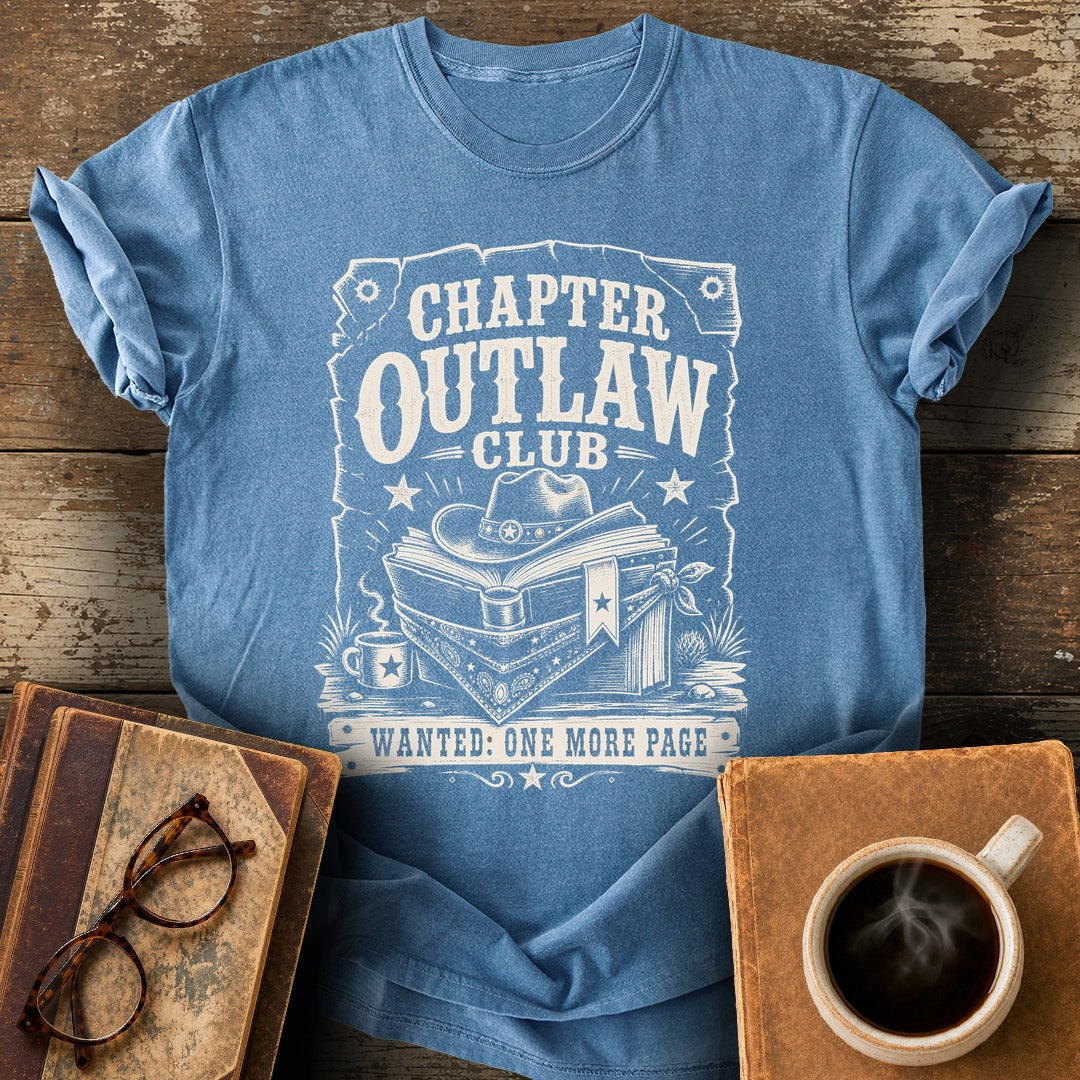 Chapter Outlaw Club Tee - blue jean shirt mockup