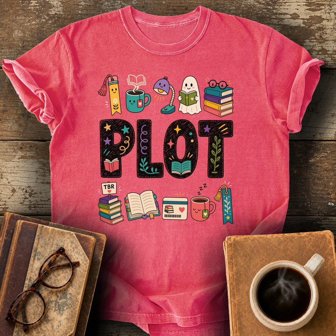 Plot Bookish Parade Tee - watermelon shirt mockup