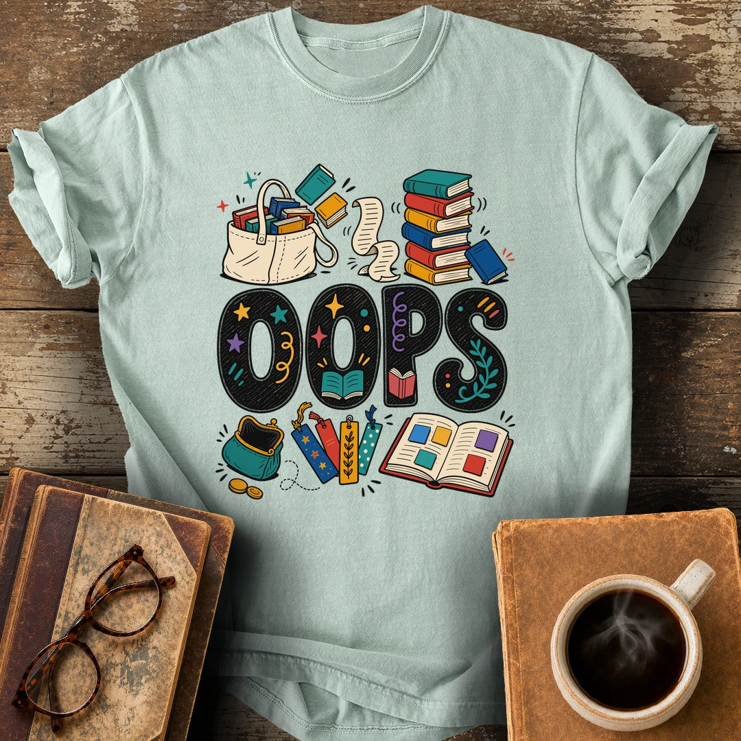 Oops Handmade Reader Tee - bay shirt mockup