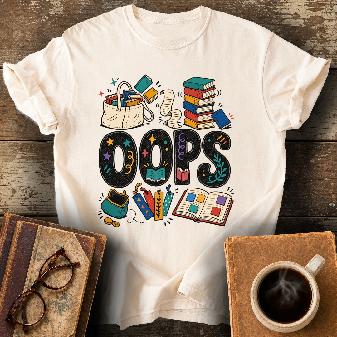 Oops Handmade Reader Tee - ivory shirt mockup