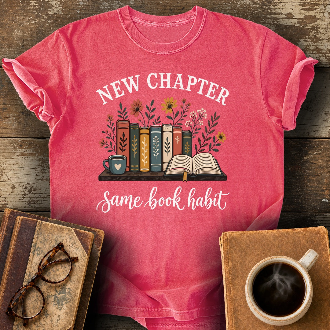 New Chapter Same Book Habit Tee - watermelon shirt mockup
