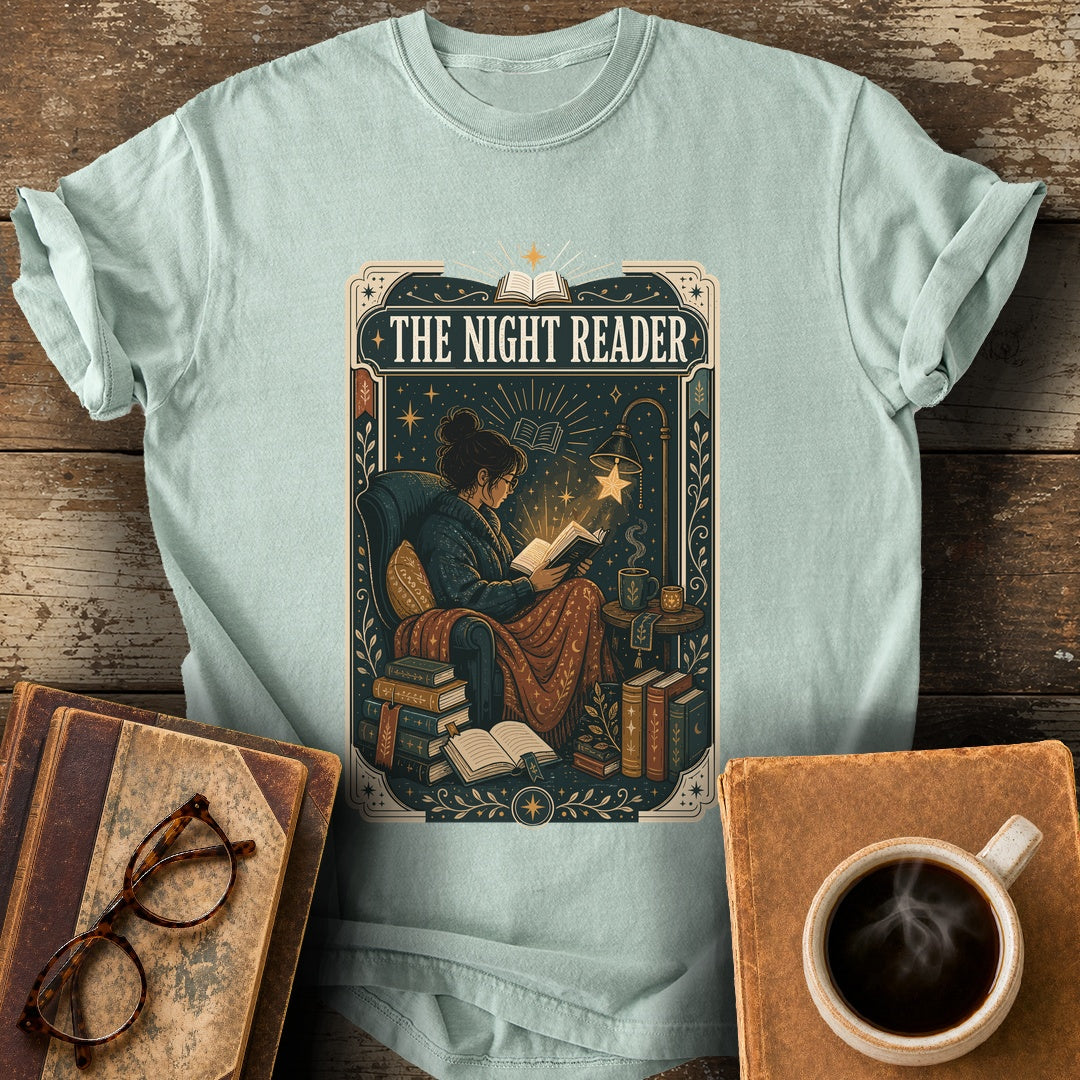 The Night Reader Tarot Tee - bay shirt mockup
