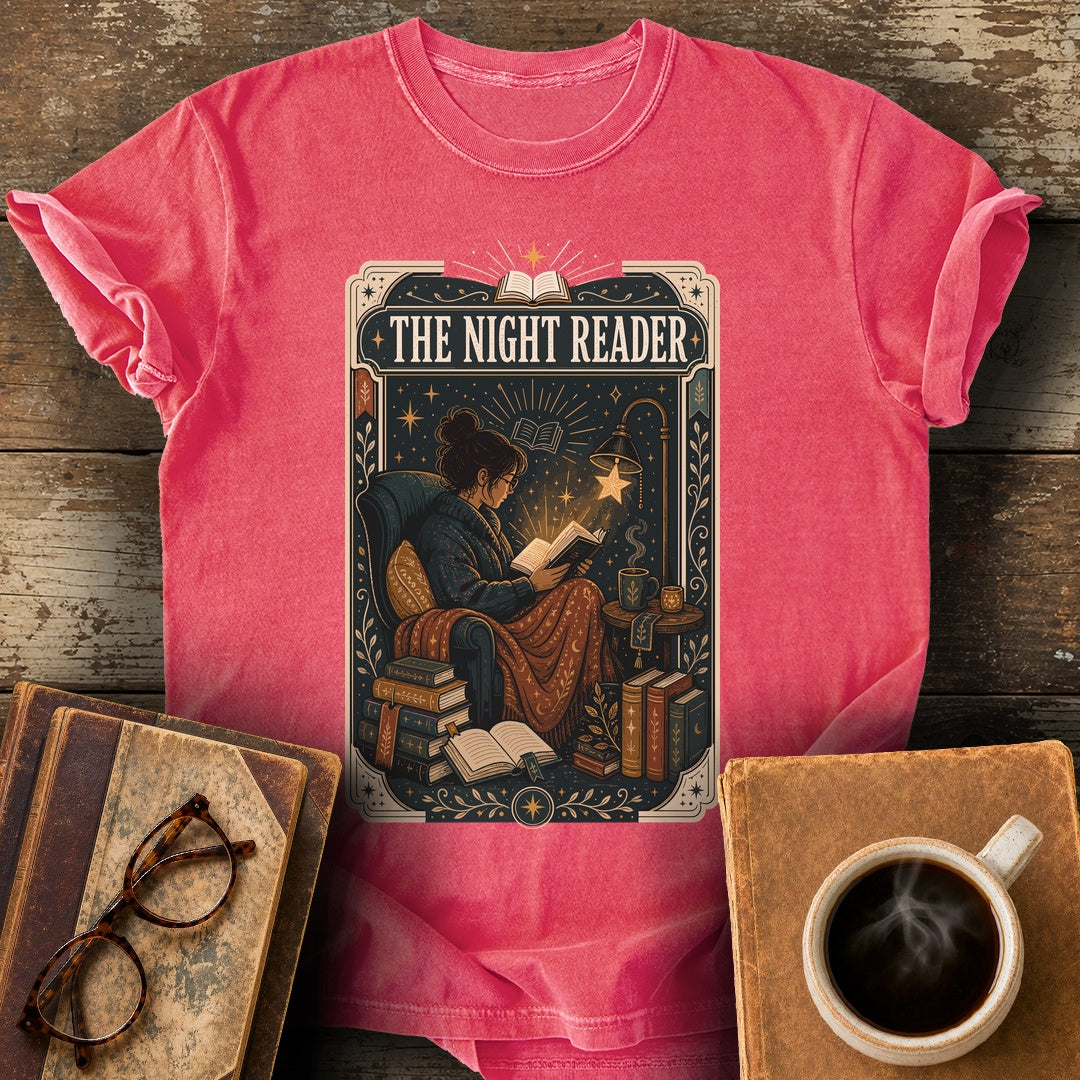 The Night Reader Tarot Tee - watermelon shirt mockup