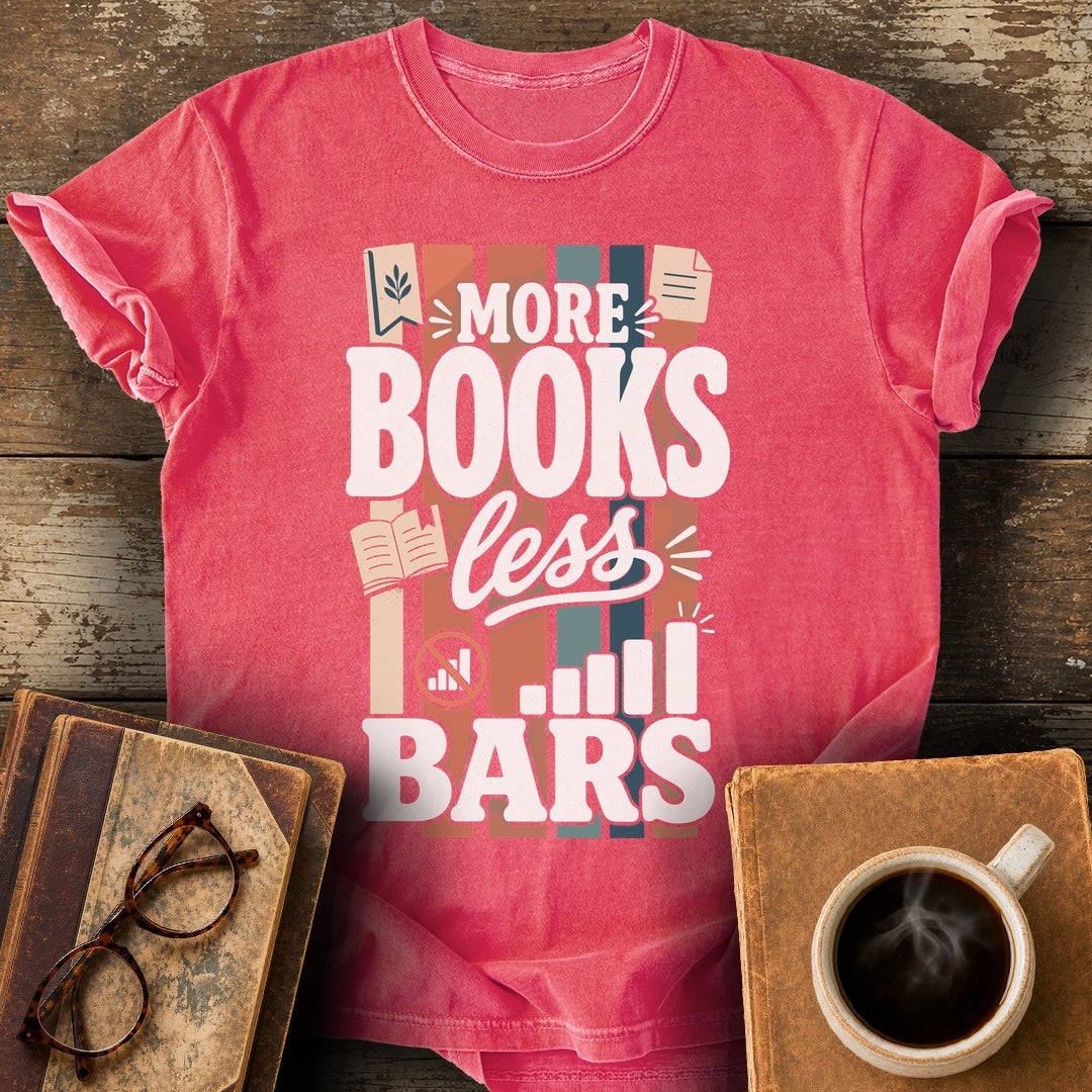 More Books Less Bars Tee - watermelon shirt mockup