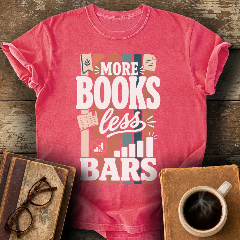 More Books Less Bars Tee - watermelon shirt mockup