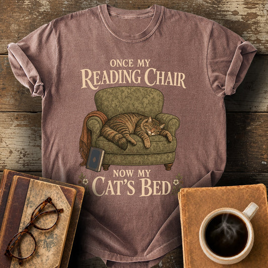Once My Reading Chair, Now My Cat's Bed Tee - espresso shirt mockup