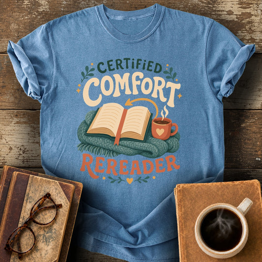 Certified Comfort Rereader Tee - blue jean shirt mockup