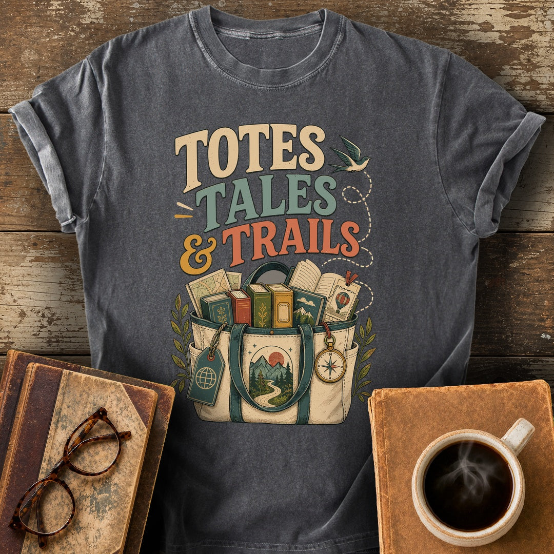 Totes Tales and Trails Tee - pepper shirt mockup