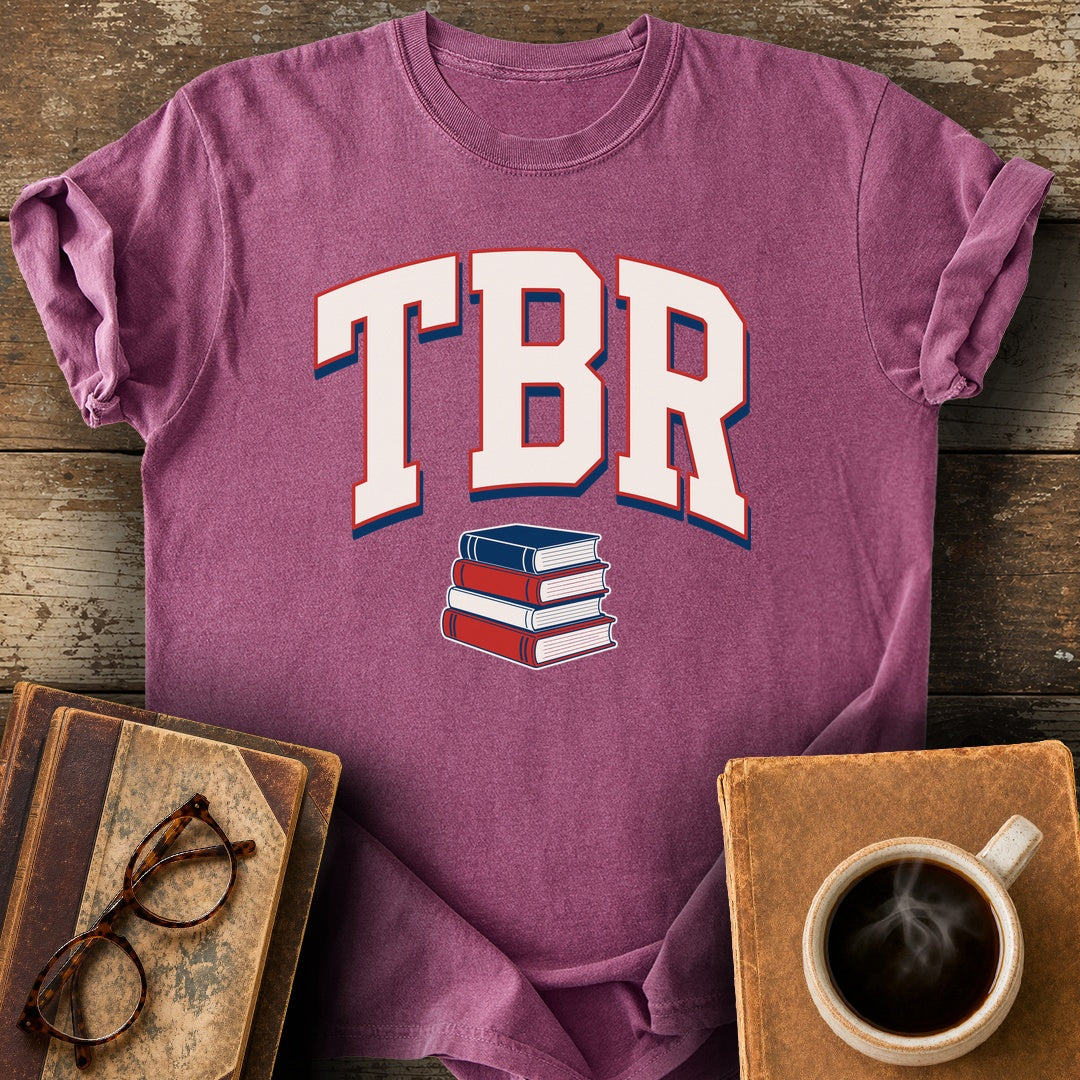TBR Varsity Tee - berry shirt mockup