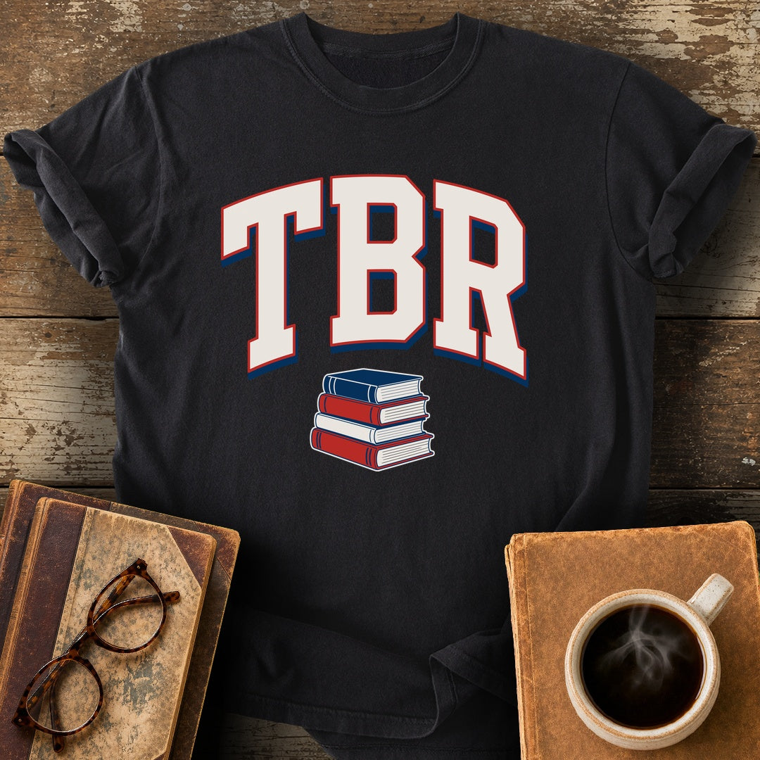 TBR Varsity Tee - black shirt mockup