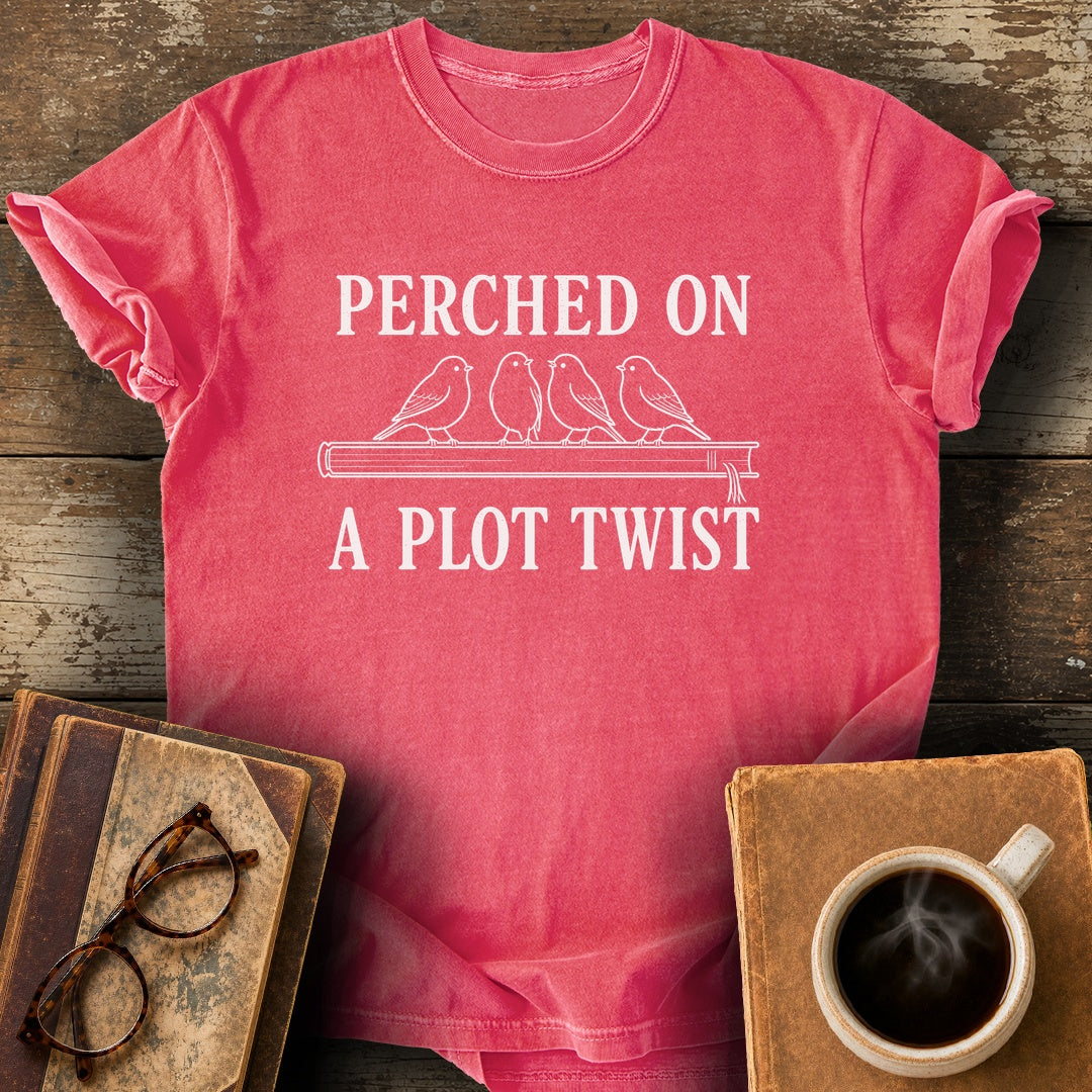 Perched on a Plot Twist Tee - watermelon shirt mockup
