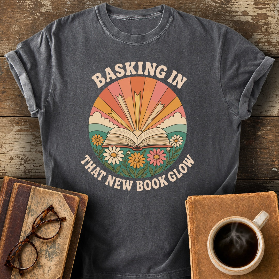 Basking in That New Book Glow Tee - pepper shirt mockup