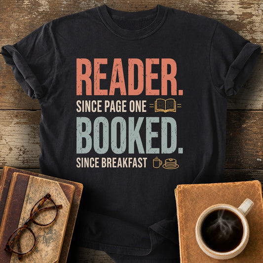 Reader Since Page One Tee - black shirt mockup